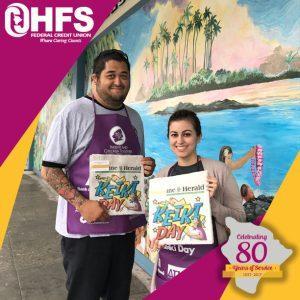 distibuting keiki day papers